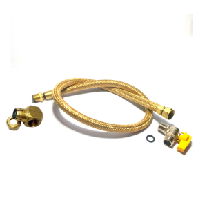 Flexível tomback 1,20m M/F + adaptador dako 90º + válvula bloqueio angular M x M